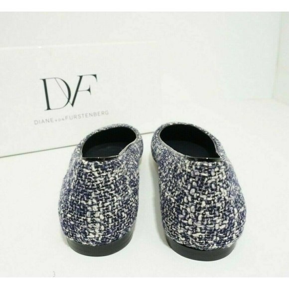 DVF Diane Von Furstenberg Cambridge Women's Slip On Flats Navy White US 7.5 M - Picture 7 of 11